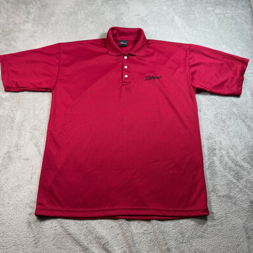 Titleist Golf Polo Shirt Mens XL Red Grid Waffle Texture Short Sleeve Foot Joy